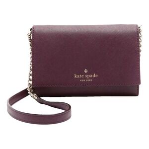 KATE SPADE Crossbody Bag Purse Purple Leather‎ Chain Strap Small Plum Party Date